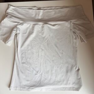 H&M Off the Shoulder Short Sleeve  White Fitted Top